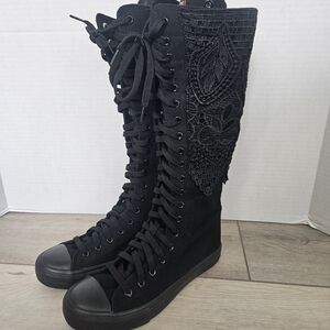Black Lace-Up Women's Boots
